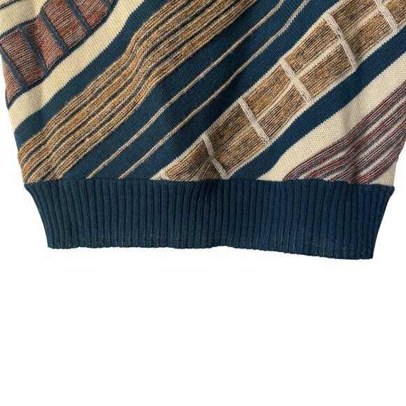 Vintage Dimension by Milford Mens Teal Brown Knit Sweater SS Polo Top USA Size M - Picture 5 of 8